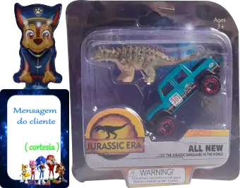 Carrinho e Dinossauros Jurasic Era Miniaturas Carro e o Dino