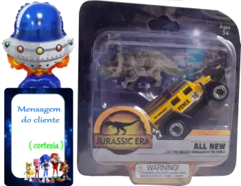 Carrinho e Dinossauros Jurasic Era Miniaturas Carro e o Dino